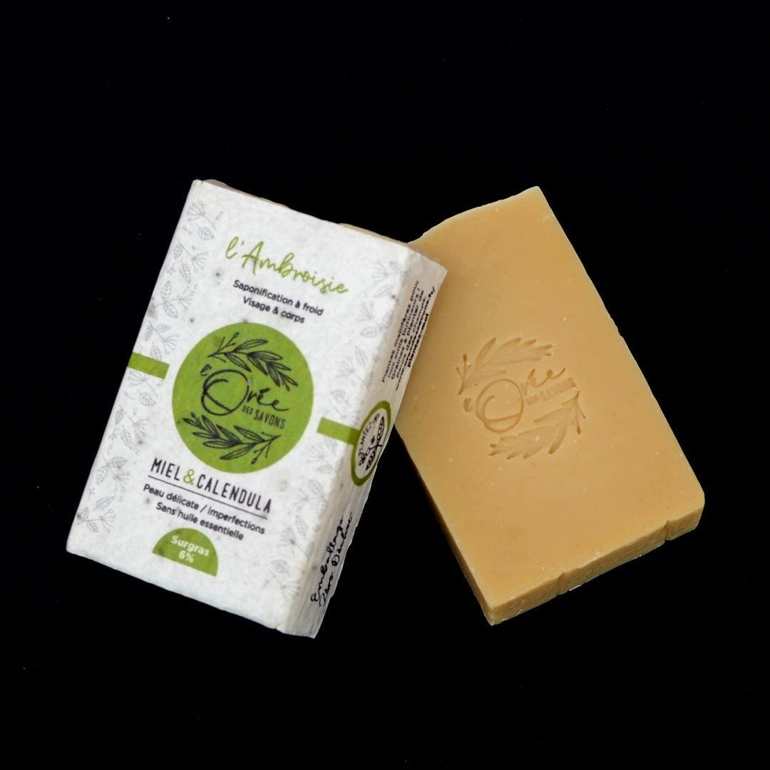 L'Ambroisie-savon-naturel-saponification-a-froid-miel-calendula-l-oree-des-savons-artisanal-fabrique-en-france-fait-main-bio-peau-soin-huile-vegetale3