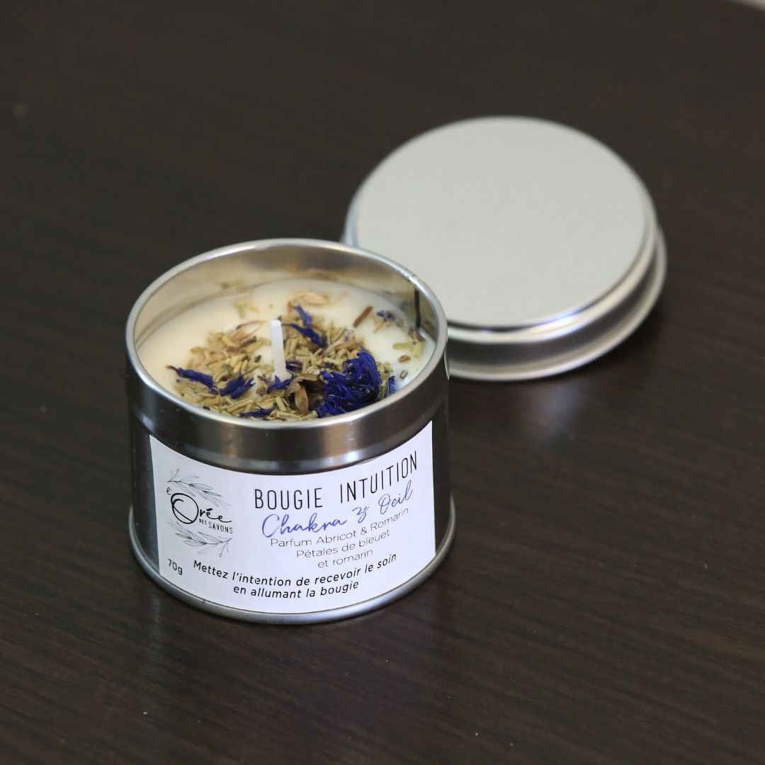 Bougie Chakra 3e Œil - Intuition & Vision - Abricot romarin