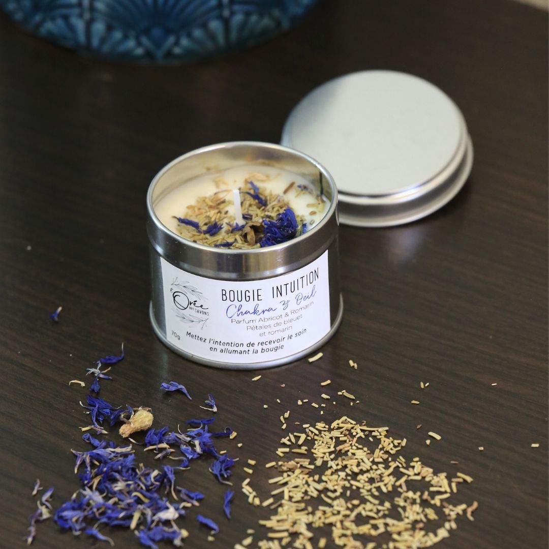 Bougie Chakra 3e Œil - Intuition & Vision - Abricot romarin