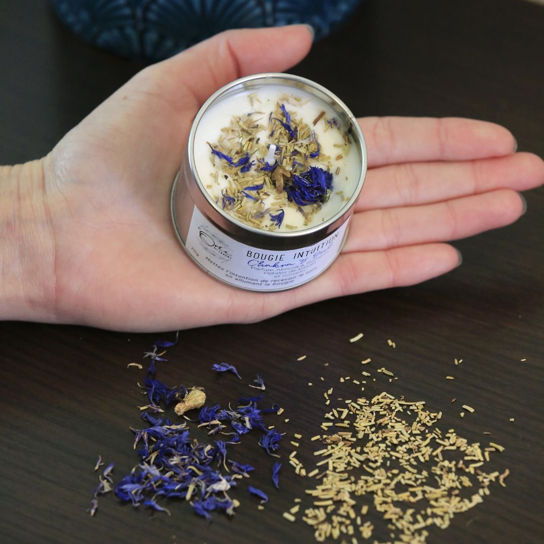 Bougie Chakra 3e Œil - Intuition & Vision - Abricot romarin